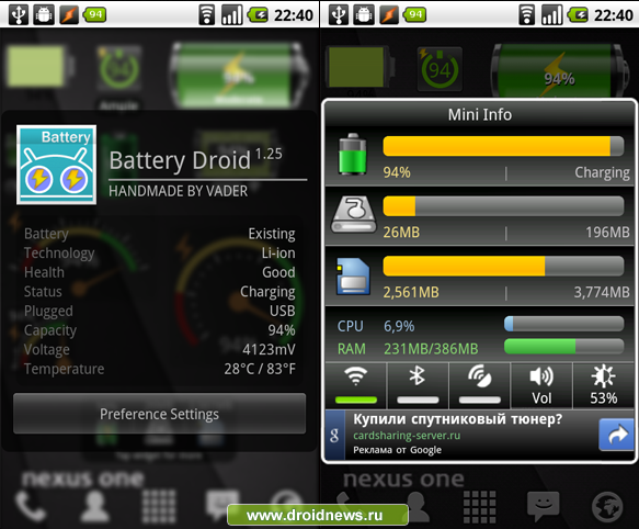 Mini Info &amp; Battery Droid