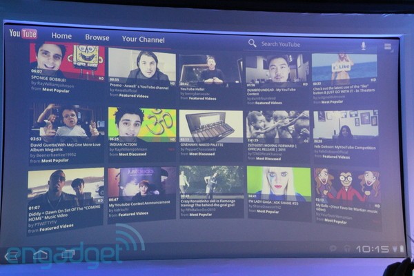 YouTube в Android Honeycomb