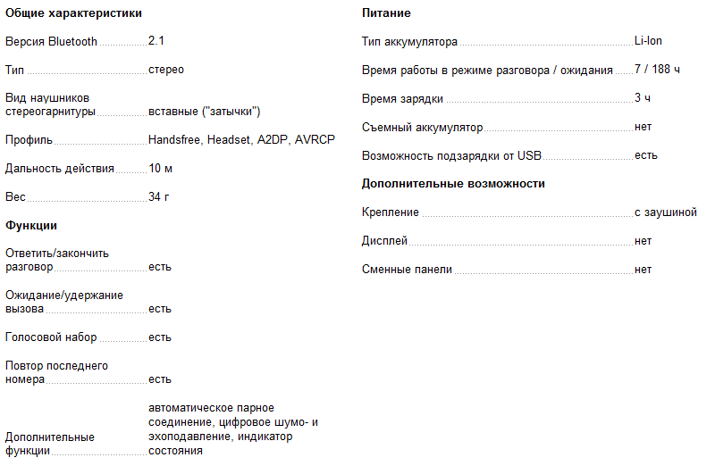 Технические характеристики Plantronics BackBeat 903+