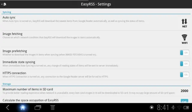 EasyRSS Settings